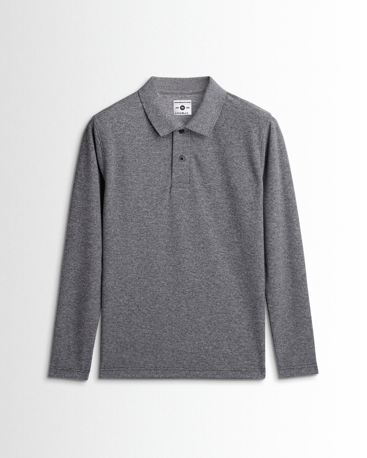 Active Wear Polo Full Sleeve Unisex Black Melange