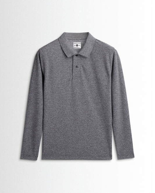 Active Wear Polo Full Sleeve Unisex Black Melange