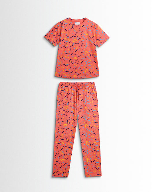 Women's Co ord set orange flower