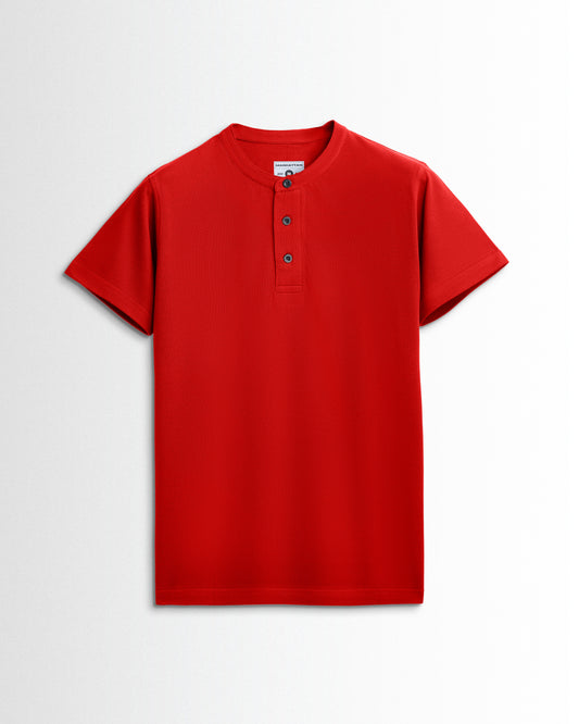 Pure Cotton Henley Without Pocket T Shirts (Red)