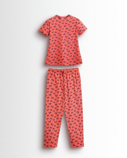 Women's Co ord set Coral Butterfly