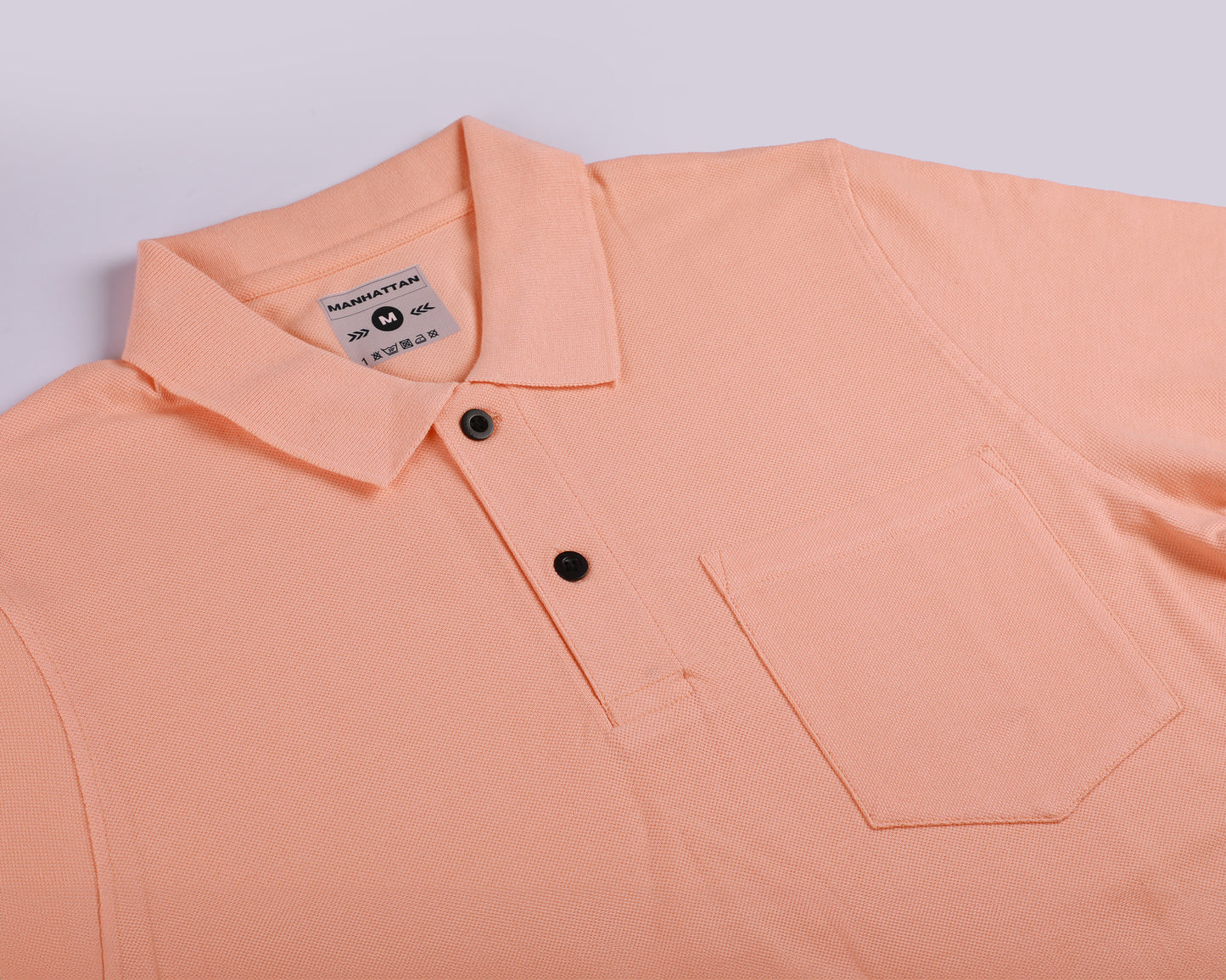 Pure Cotton Polo Pocket T Shirts (Light Orange)