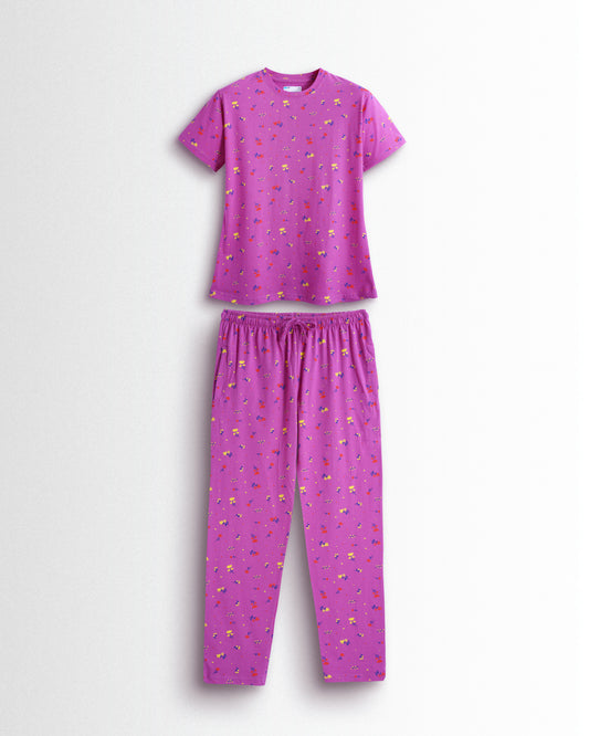 Women's Co ord set Pink Orange flower