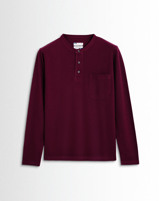 Henley Pocket Full Sleeve Maroon