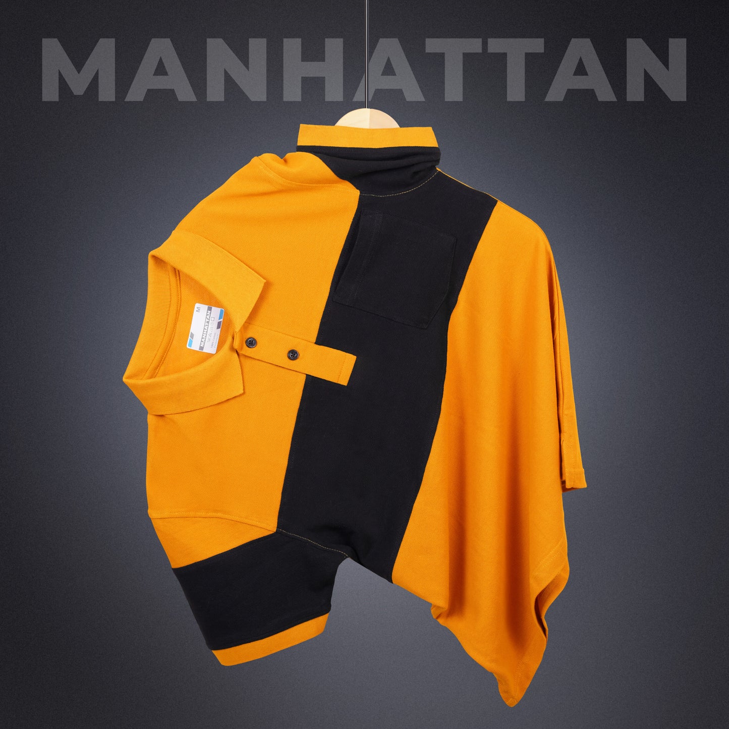 Pure Cotton Polo Pocket T shirts (Mustard/Black) Cut & Sew