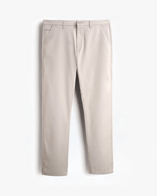 Cotton Casual Pants Light Cream - S