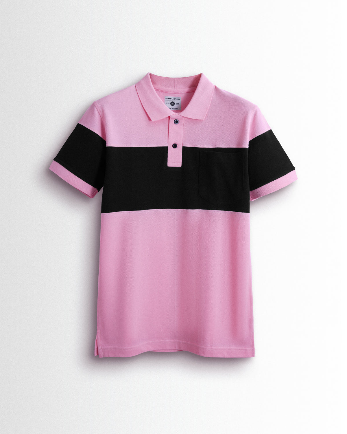 Pure Cotton Polo Pocket T shirts (Pink/Black) Cut & Sew