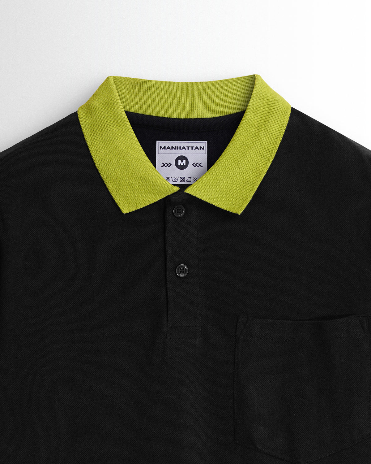 Pure Cotton Polo Pocket T Shirts (Black/ Apple Green)