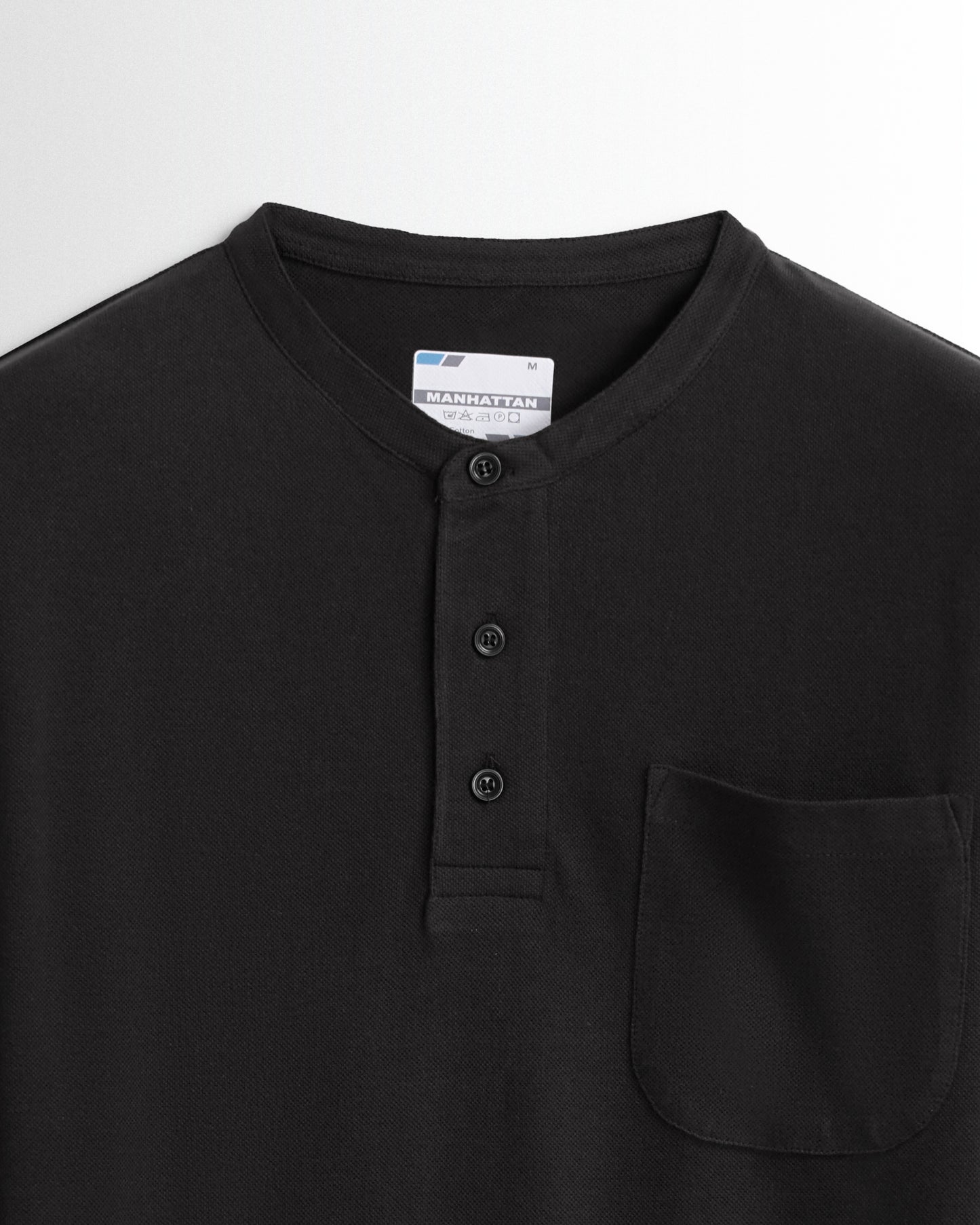 Henley Pocket Full Sleeve Black
