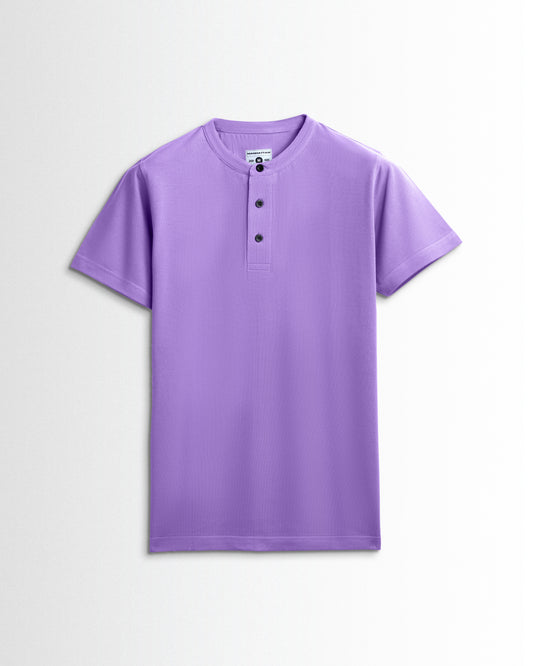 Pure Cotton Henley Without Pocket T Shirt (Lavender)