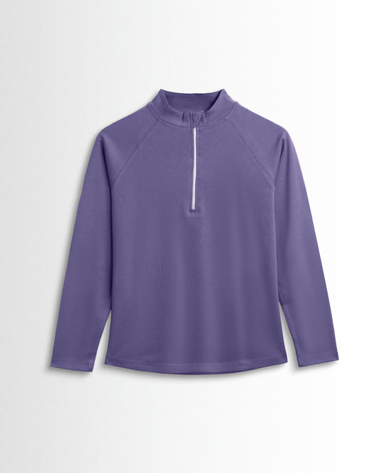 Womens Hineck Zipper Dark Purple Full Sleeve