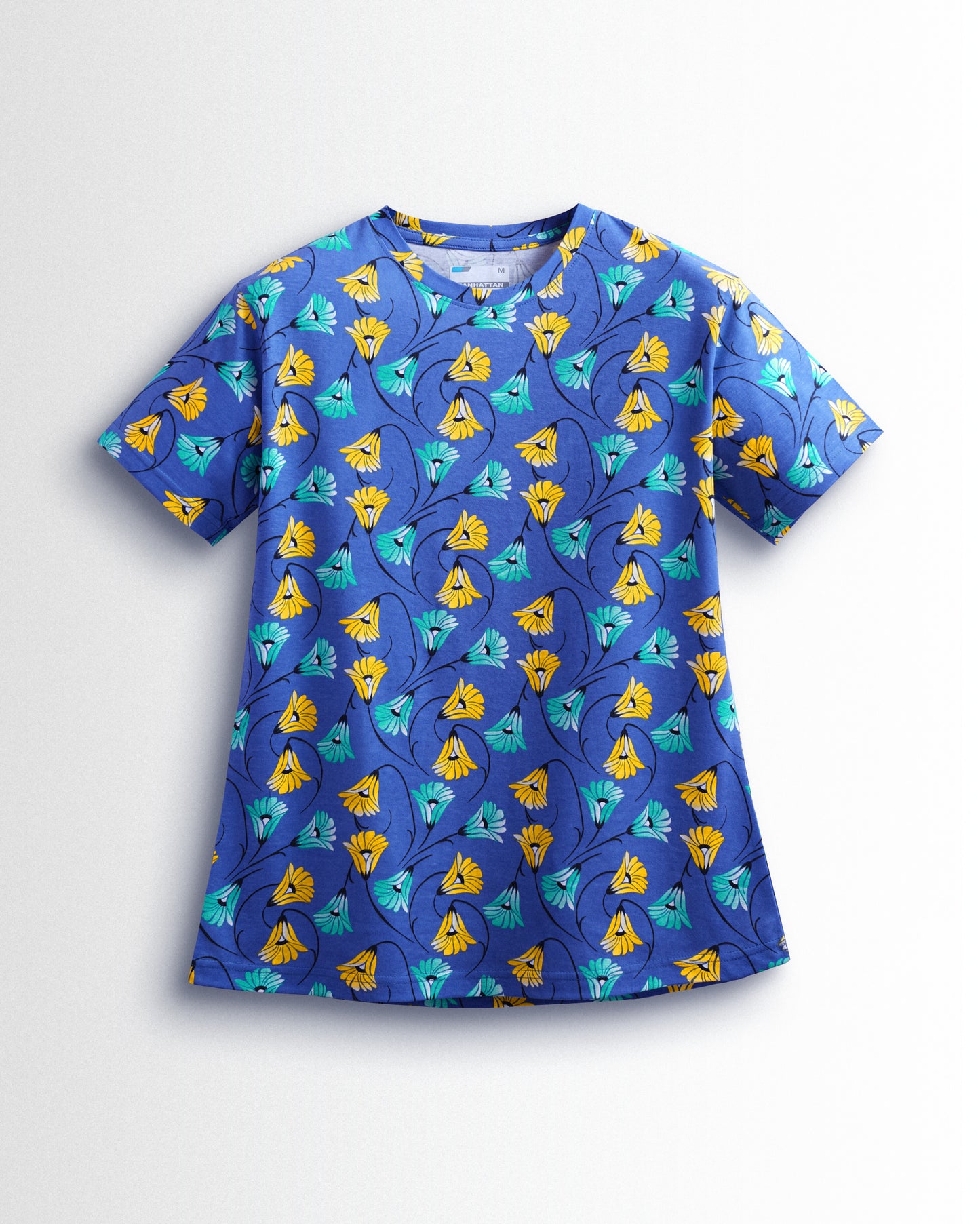 Women's Co ord set Blue Yellow Flower