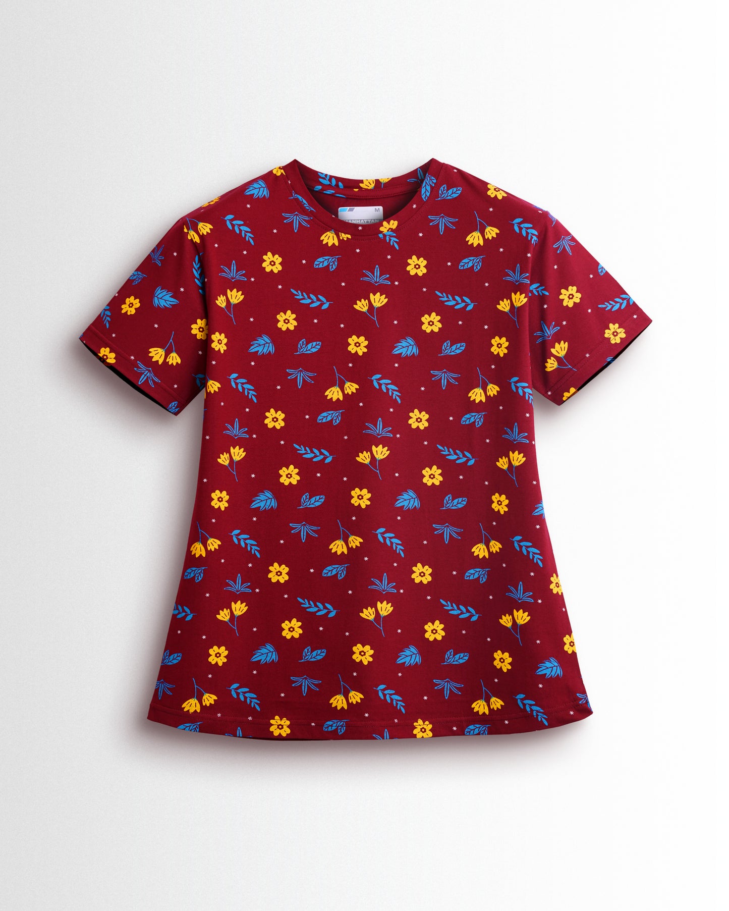 Women's Co ord set Maroon Yellow Flower