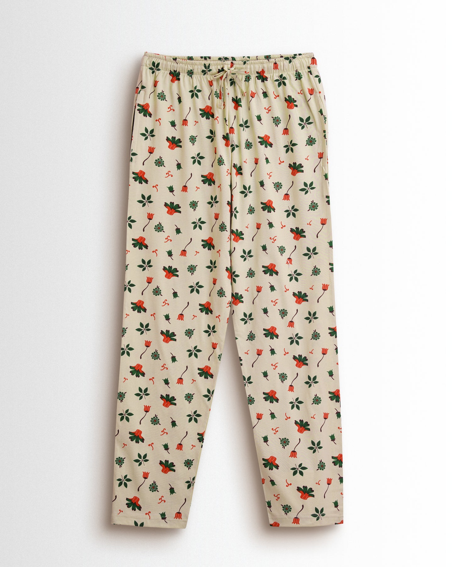 Women's Co ord set Beige Green Flower