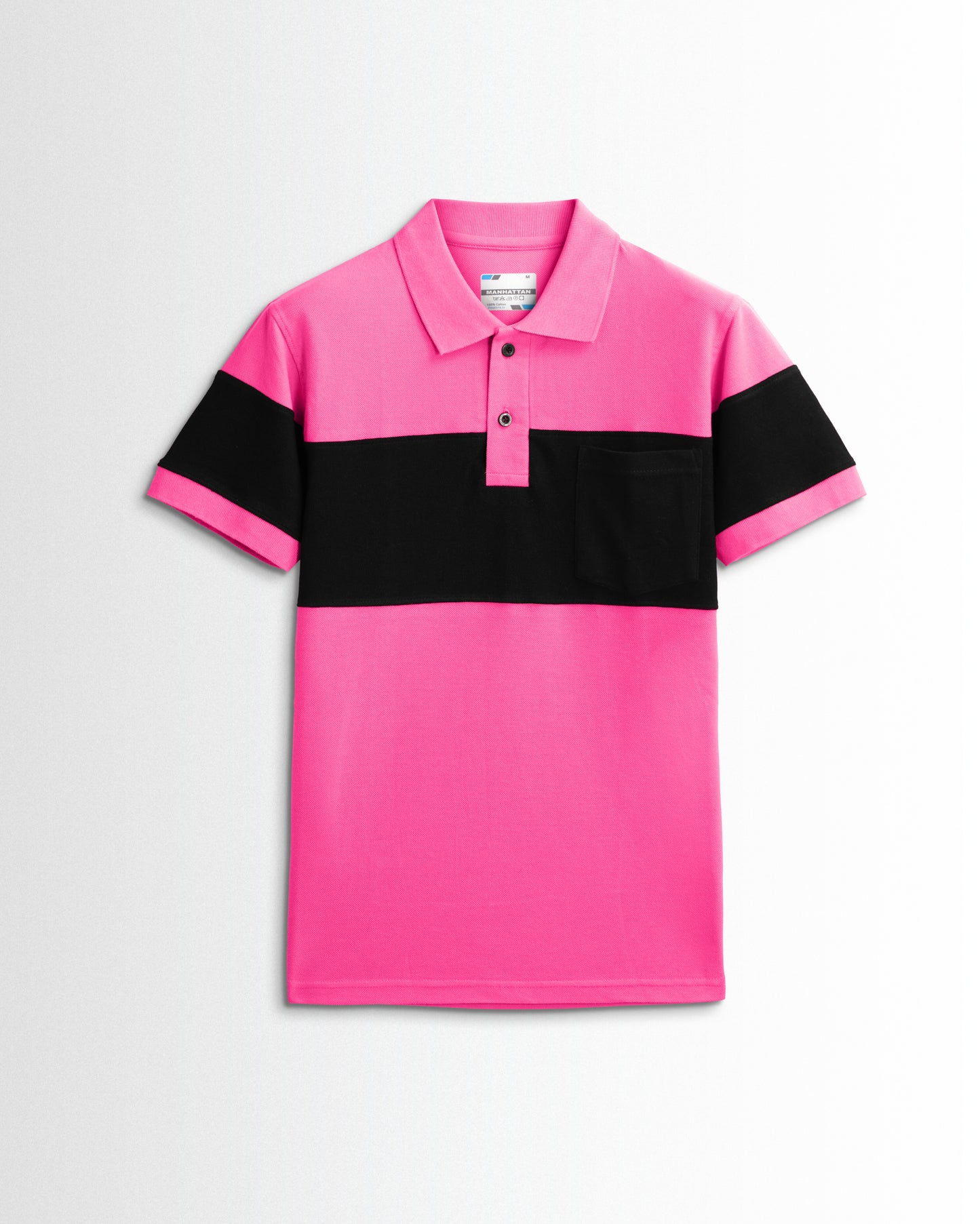 Pure Cotton Polo Pocket T shirts (Dark Pink/Black) Cut & Sew