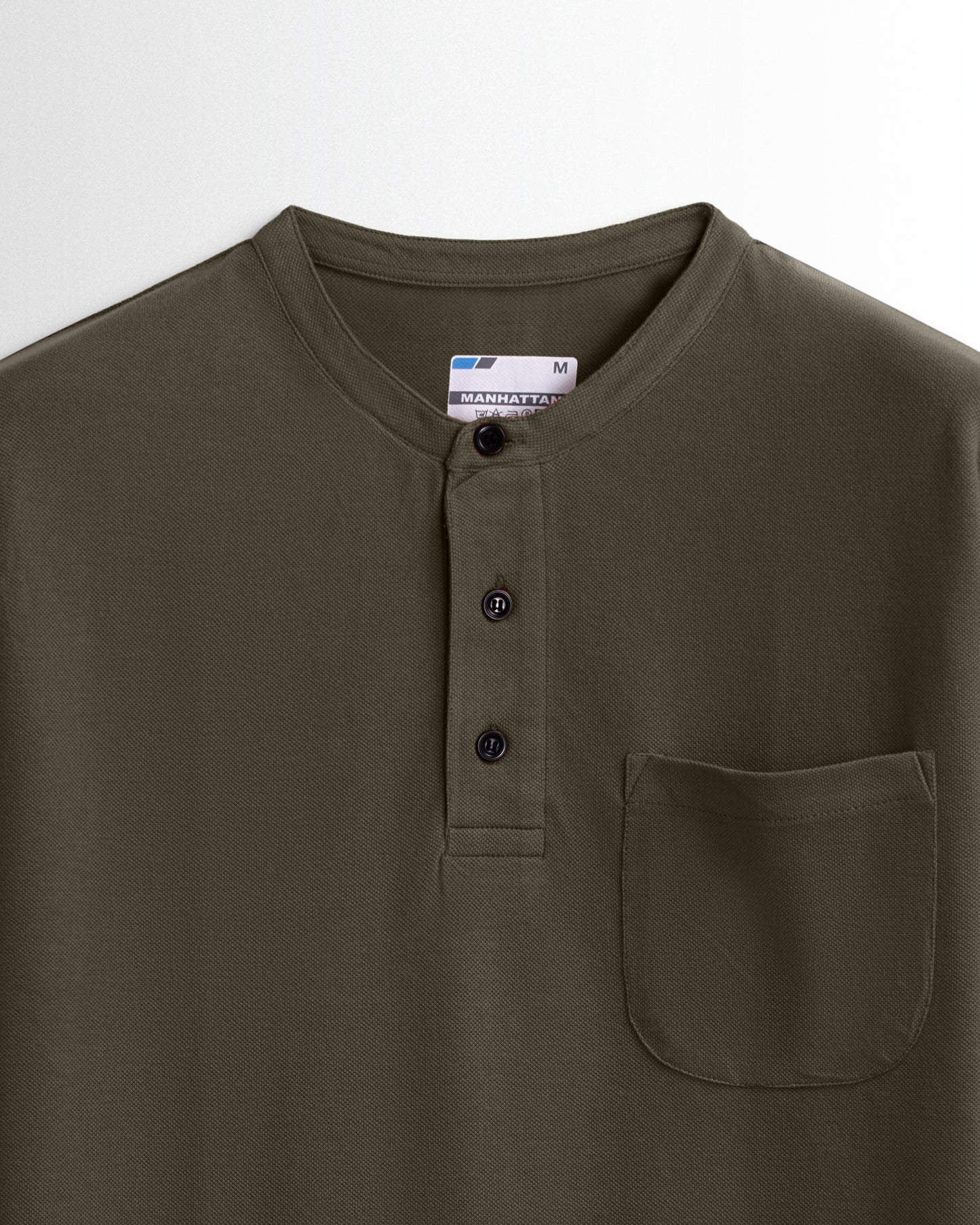 Henley Pocket Full Sleeve Military Green