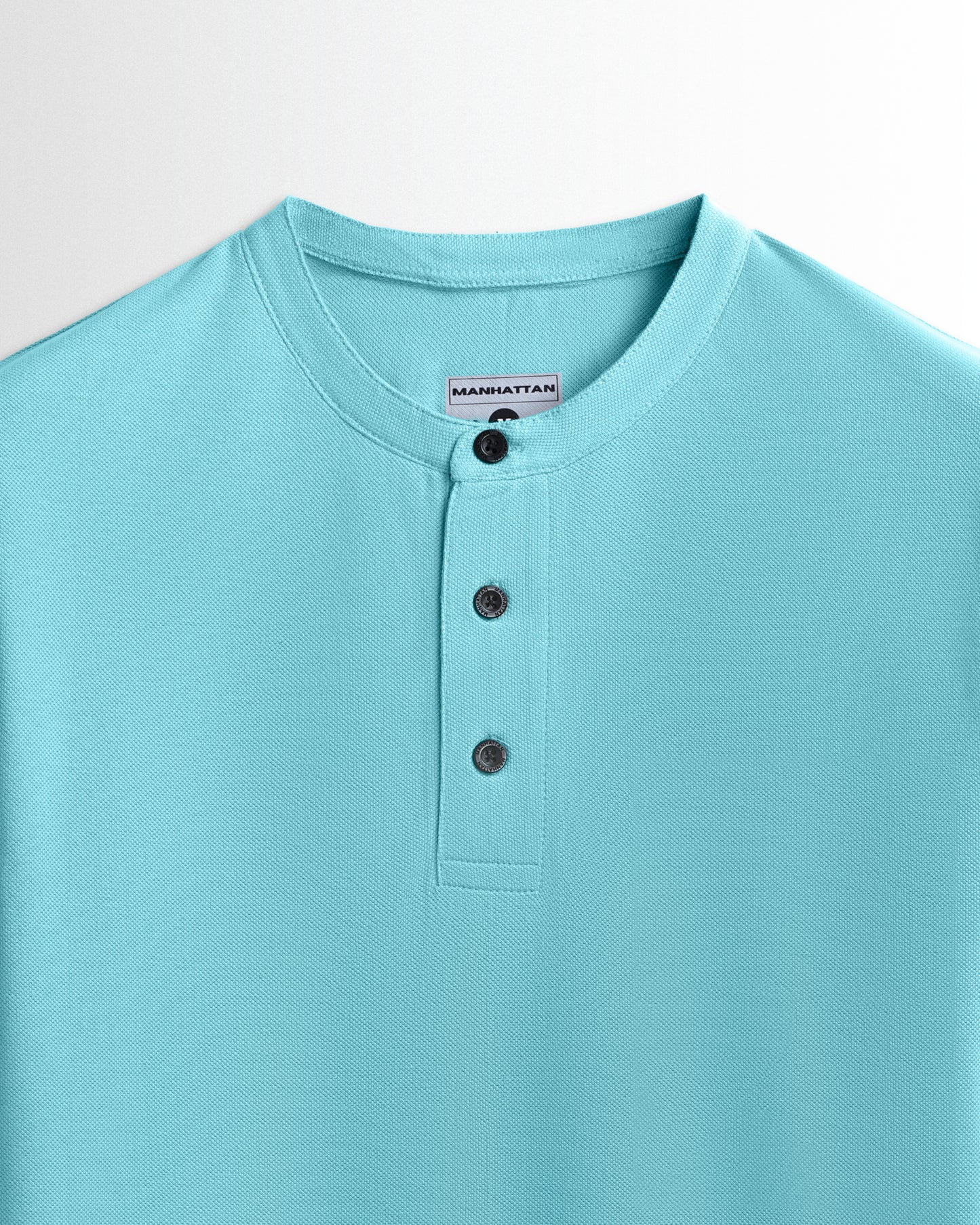 Pure Cotton Henley Without Pocket T Shirts (Mint Blue)