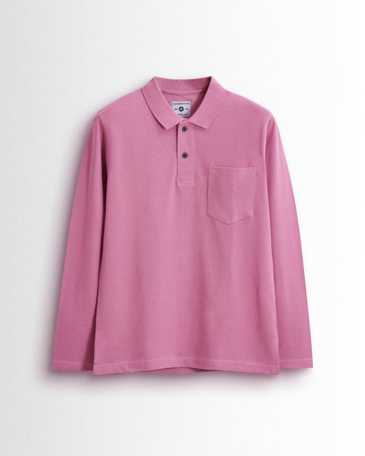 Cotton Polo Full Sleeve Unisex Pocket Bubble Gum Pink
